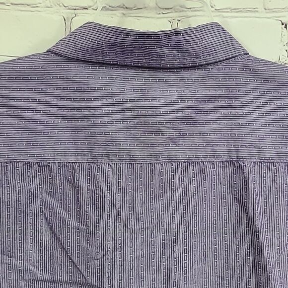 Haggar Men's XL Purple Pique Fitted Short Sleeve Camp Casual Button Down Shirt - Picture 8 of 9